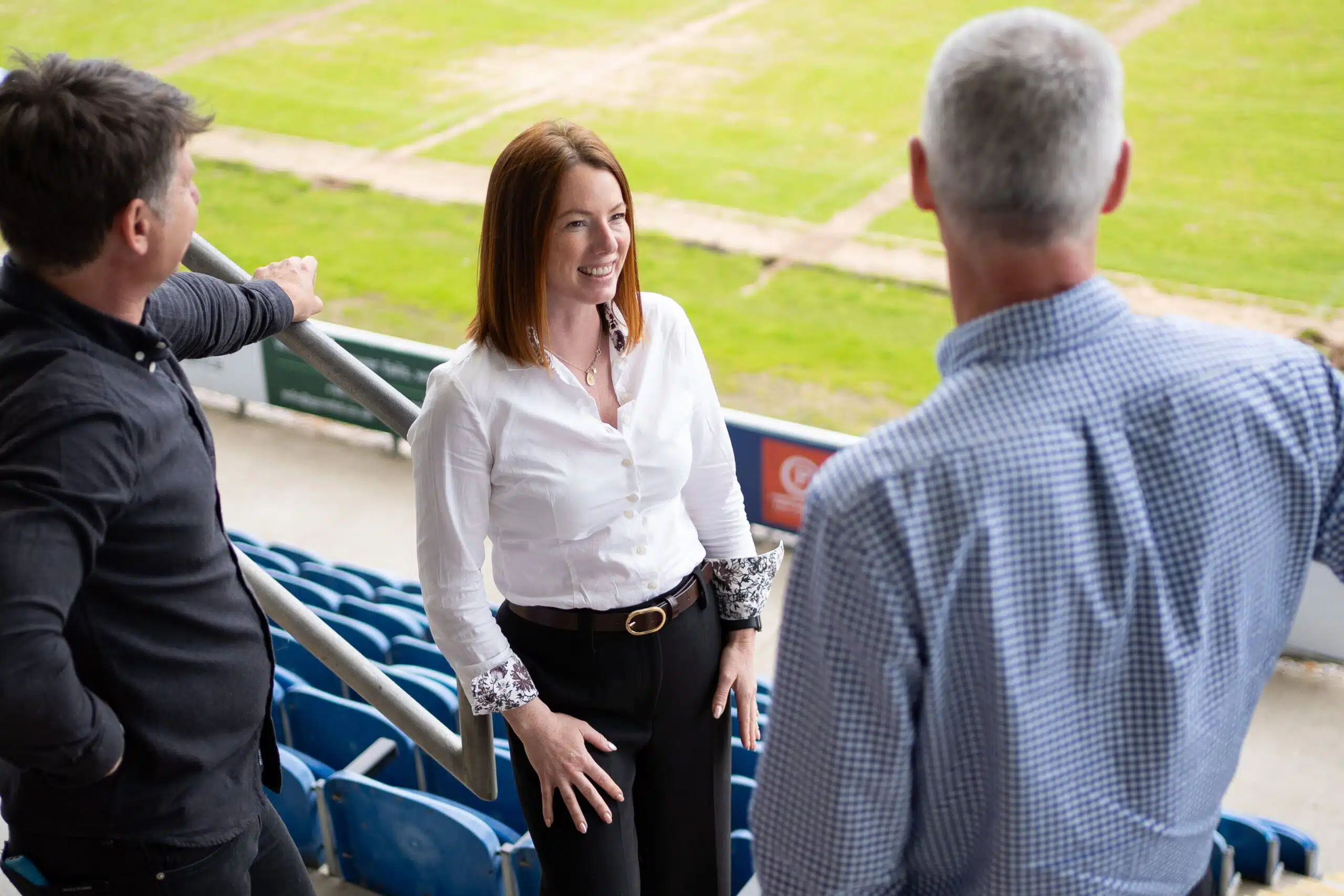 The Evacuation Company offering evacuation advice to a client in a stadium environment.